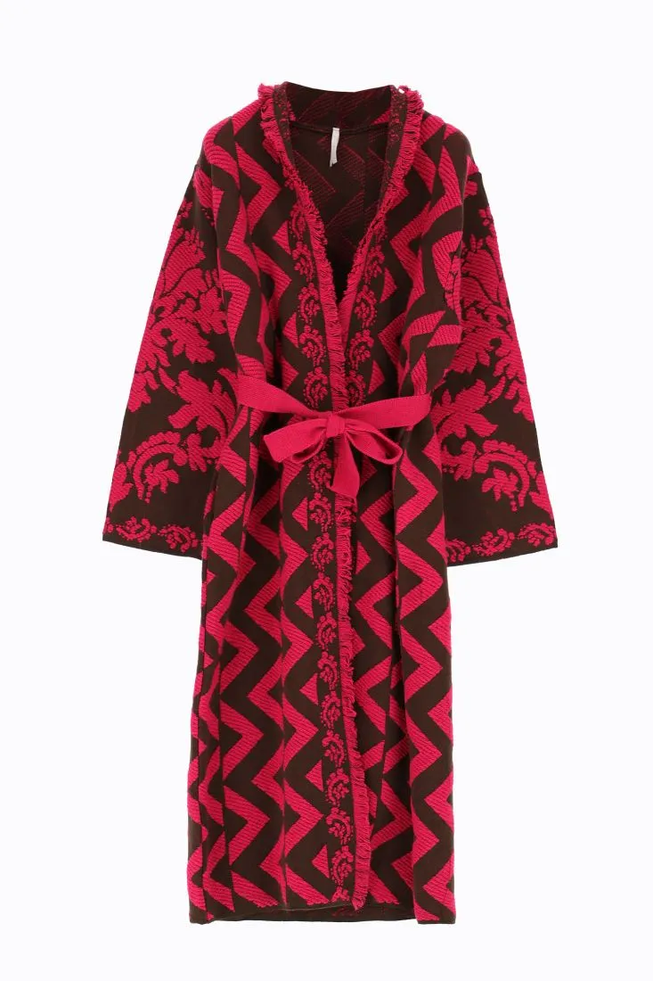 Cardigan lungo a fantasia astratta