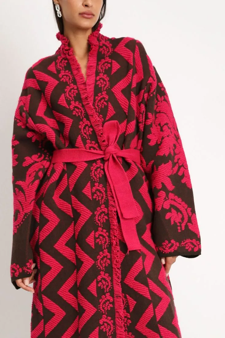 Cardigan lungo a fantasia astratta