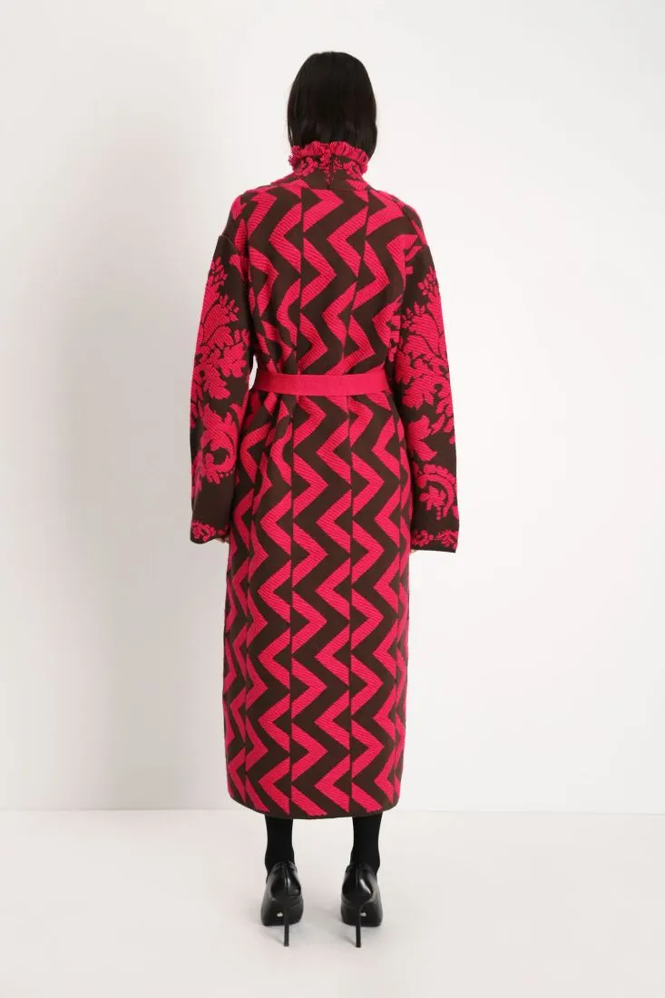 Cardigan lungo a fantasia astratta