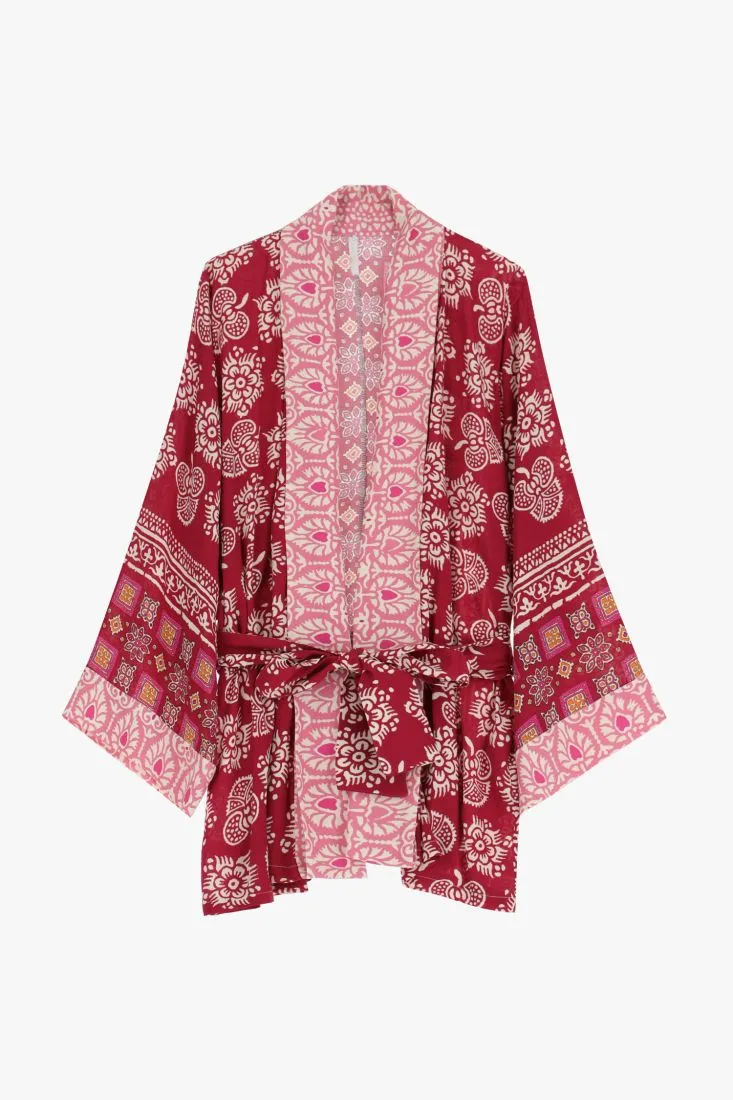 Cardigan oversize fantasia floreale con fusciacca