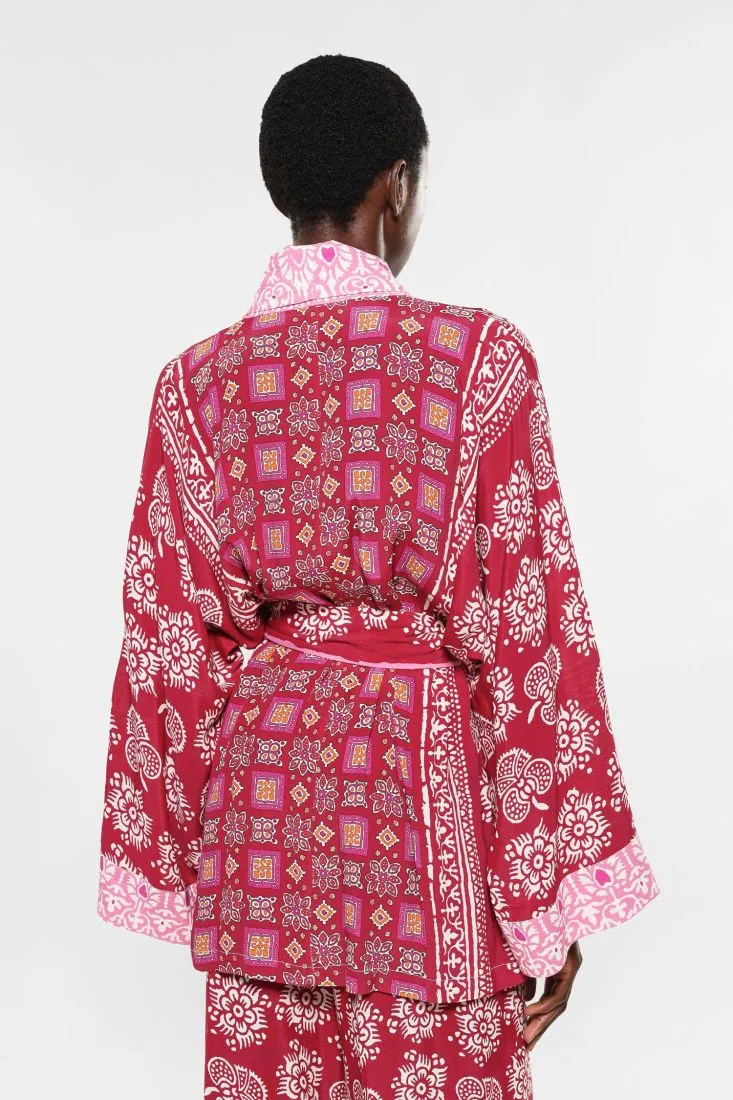 Cardigan oversize fantasia floreale con fusciacca