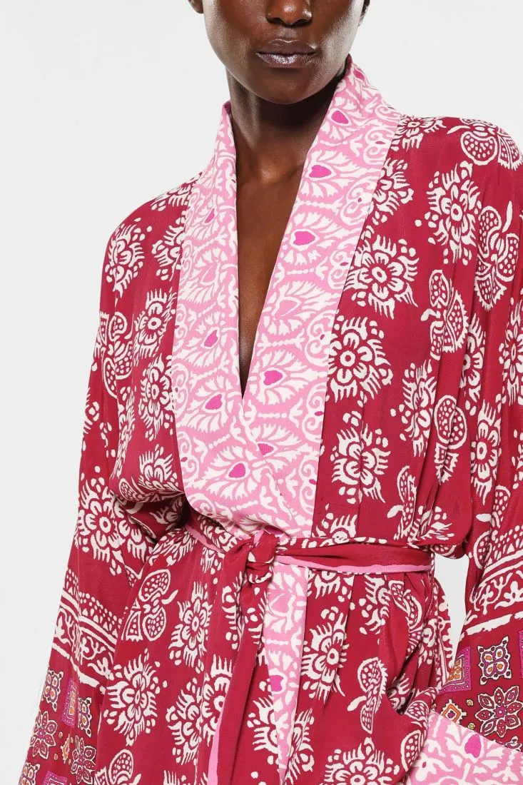 Cardigan oversize fantasia floreale con fusciacca