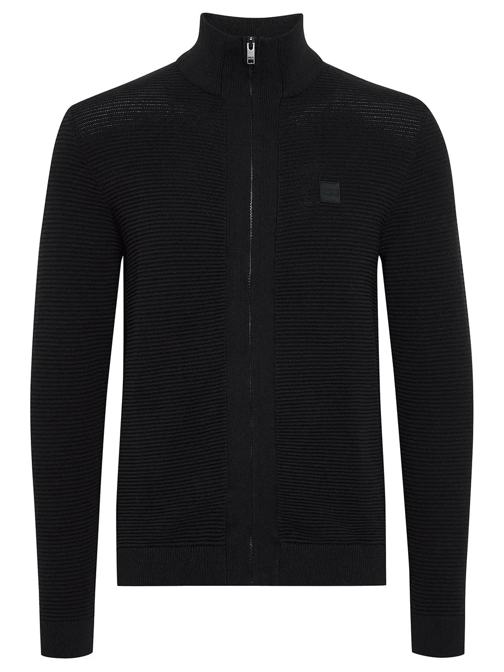 Cardigan uomo nero zip davanti