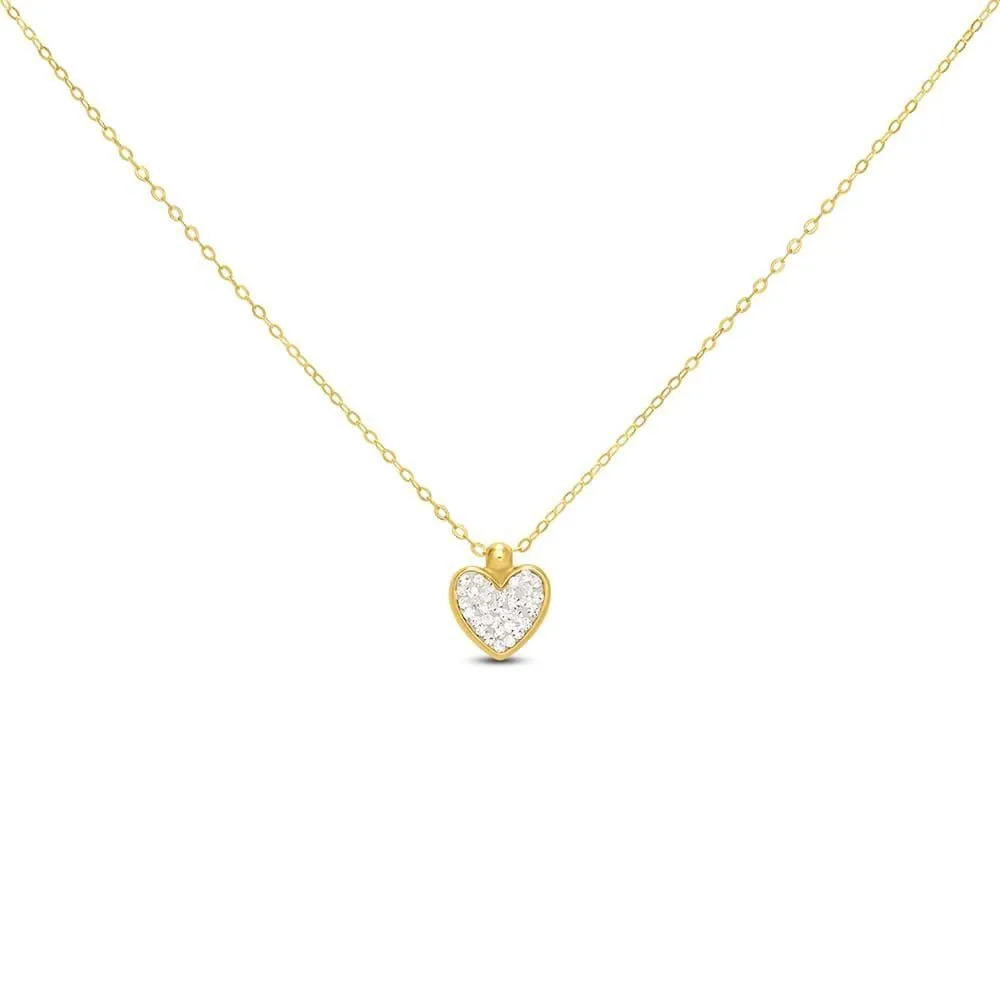 Collana Cuore Christelle Oro Giallo 375/1000 Cristallo Bianco 40 + 2 cm 1412333