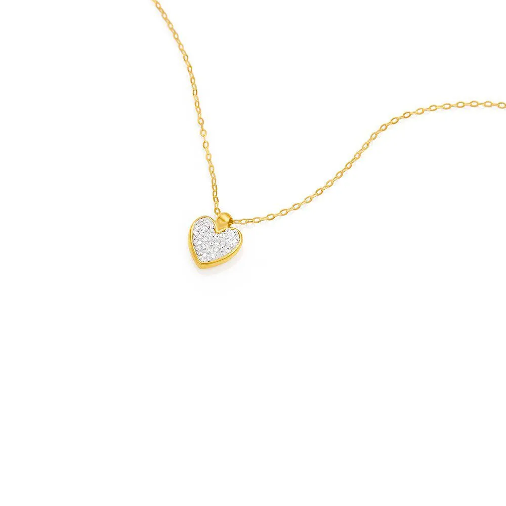 Collana Cuore Christelle Oro Giallo 375/1000 Cristallo Bianco 40 + 2 cm 1412333