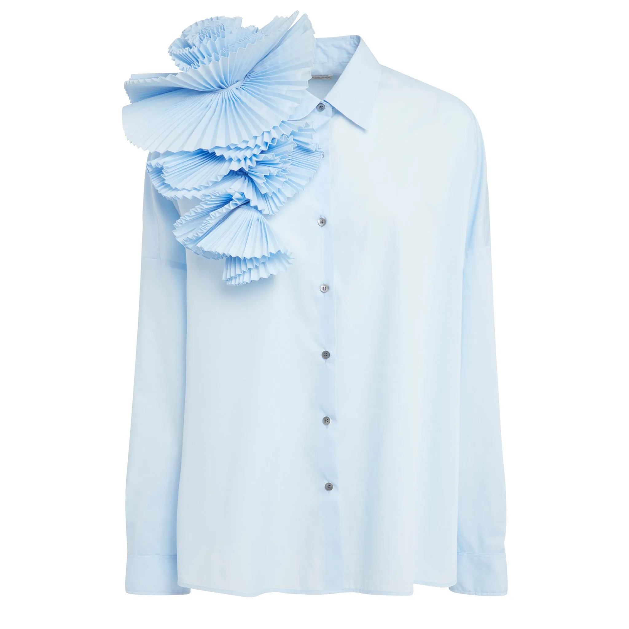 DRIES VAN NOTEN  Camicia oversize in tessuto azzurra