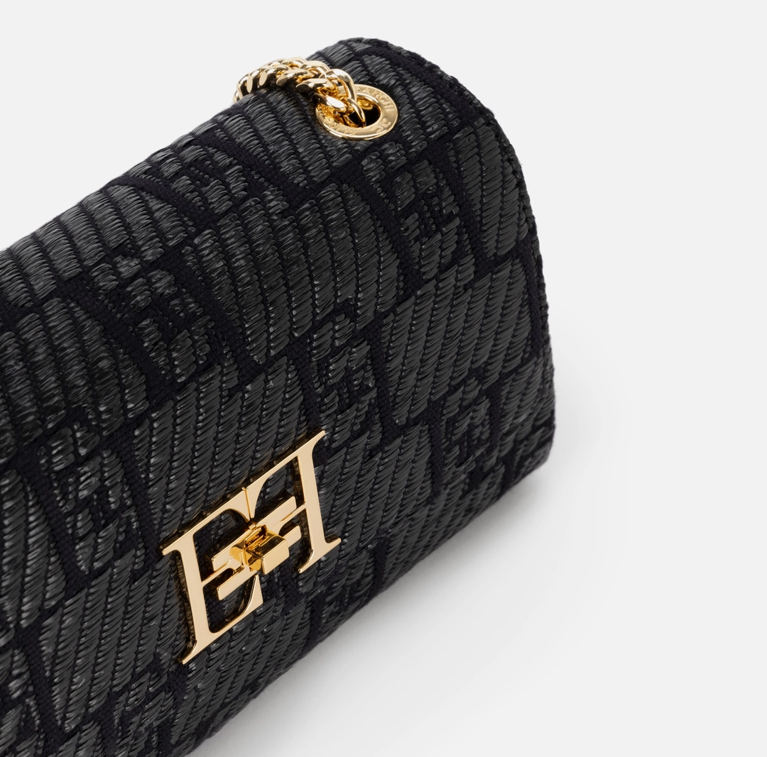 ELISABETTA FRANCHI Borsa a spalla in rafia jacquard