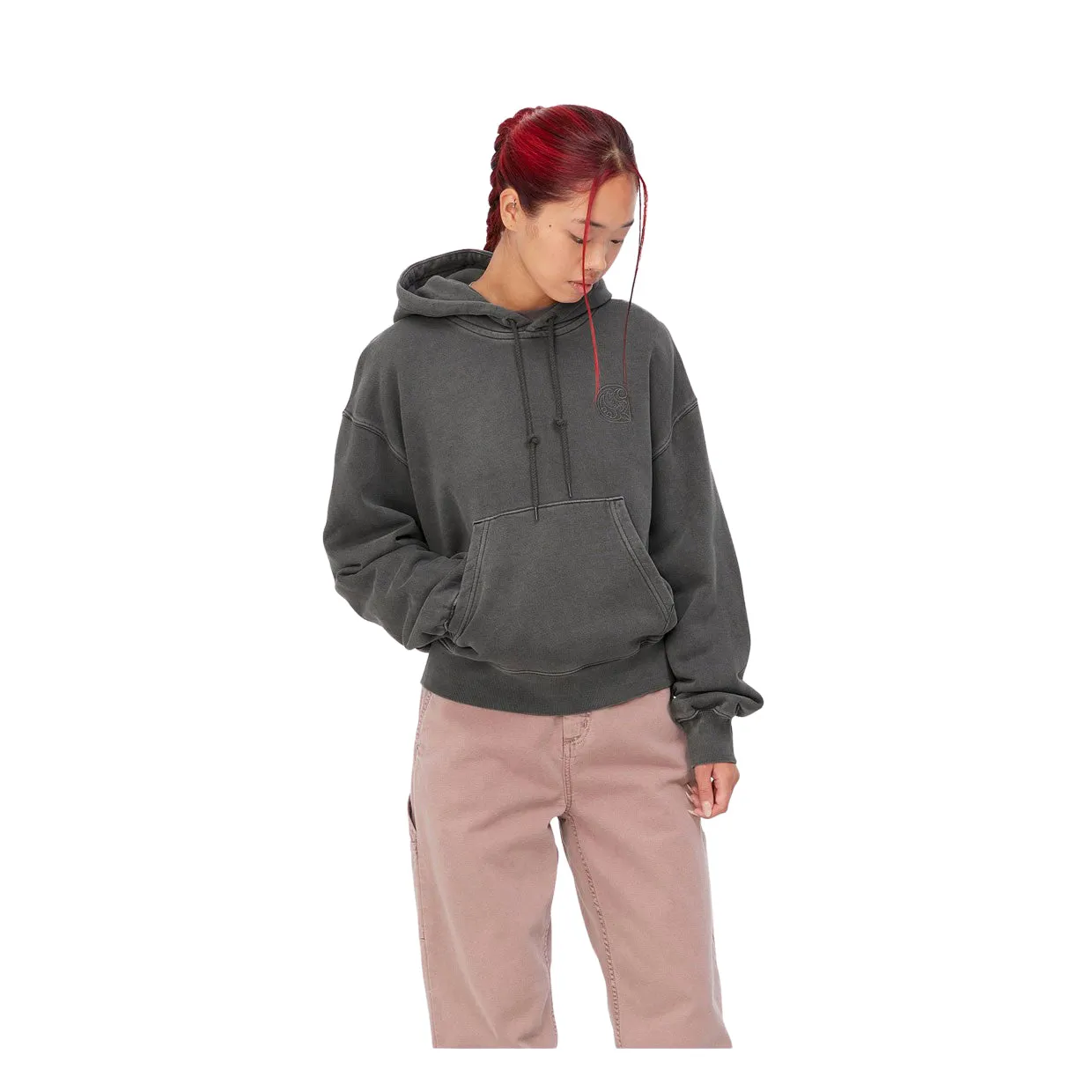 Felpa Donna Carhartt WIP W' Hooded Verse C Grigio