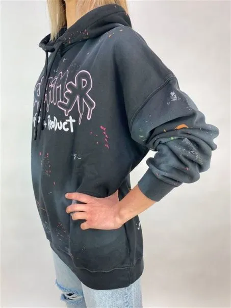 Felpa Donna con Cappuccio DISCLAIMER Stampa Logo 51692 Nero