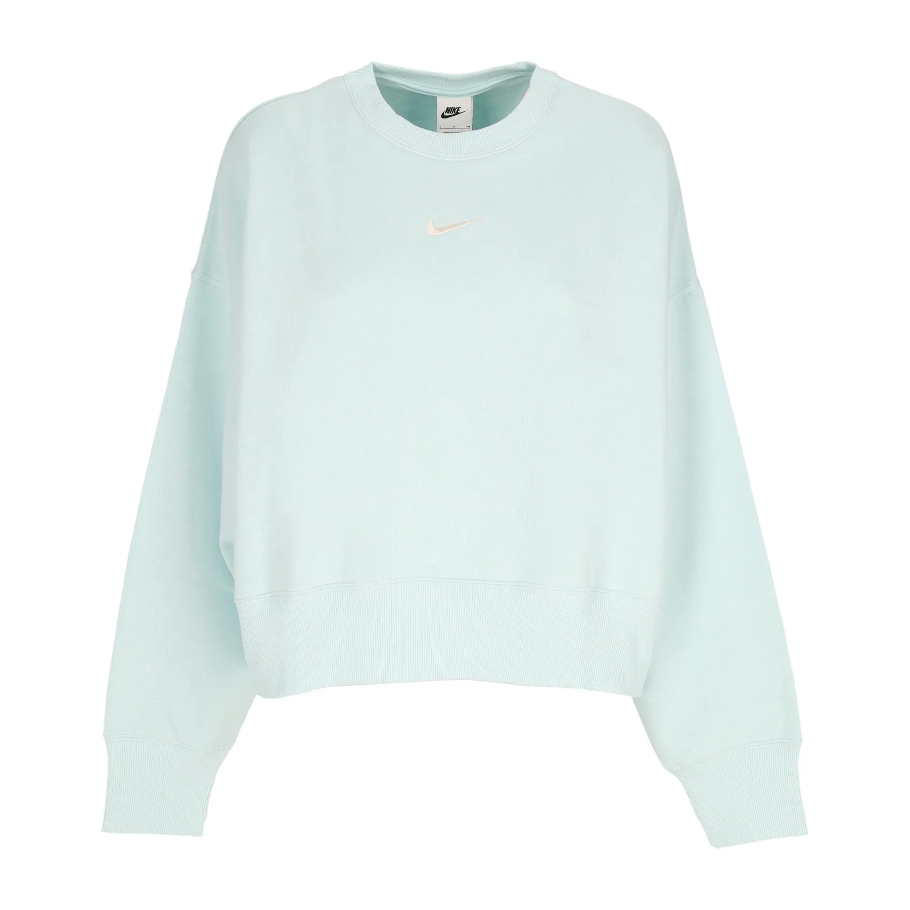 Felpa Girocollo Corta Donna W Sportswear Phoenix Fleece Over-oversized Crewneck Jade Ice/sail