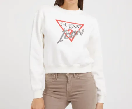 Felpa Guess W3YQ14KB681 G012 Bianco