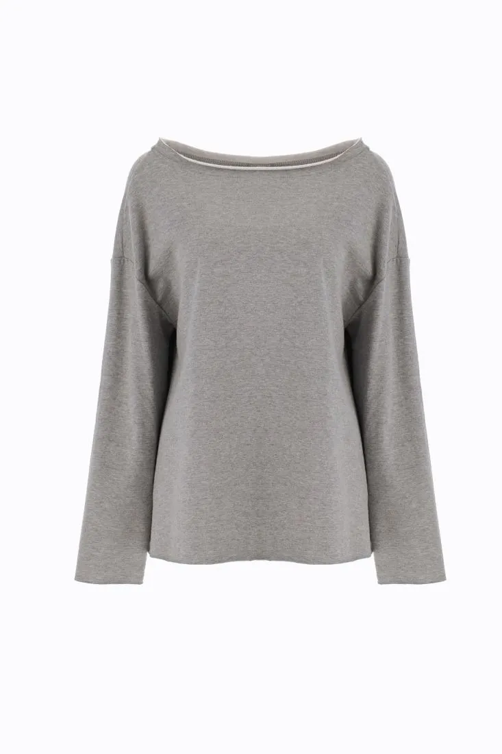Felpa oversize con scollo a barca
