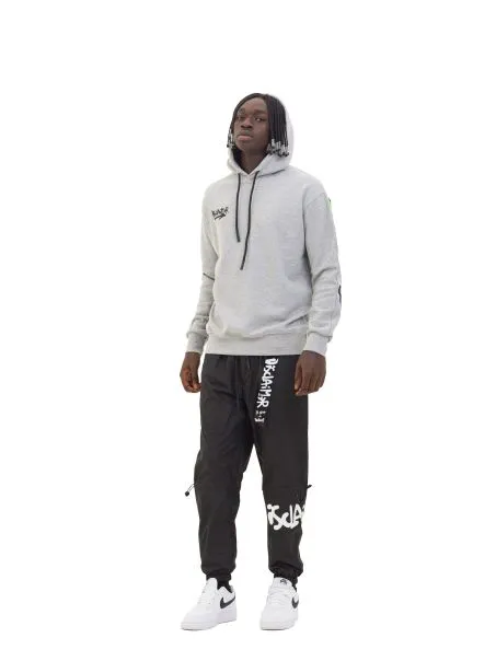 Felpa Uomo con Cappuccio DISCLAIMER Stampa Logo 51551 Grigio