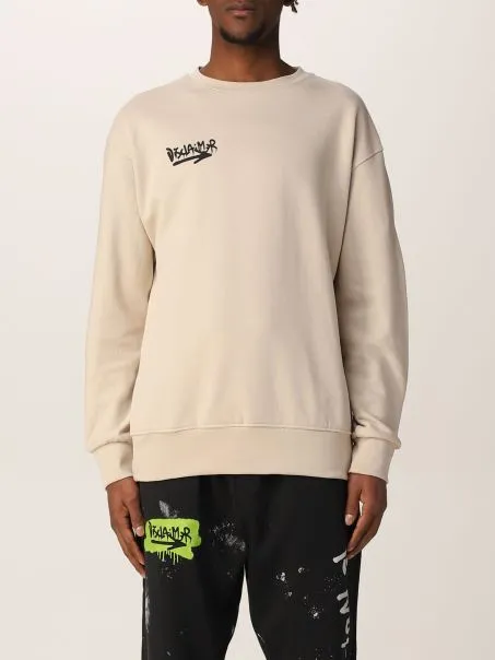 Felpa Uomo Girocollo DISCLAIMER Stampa Logo 51560 Beige