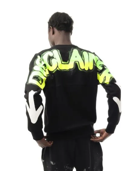 Felpa Uomo Girocollo DISCLAIMER Stampa Logo 51560 Nero