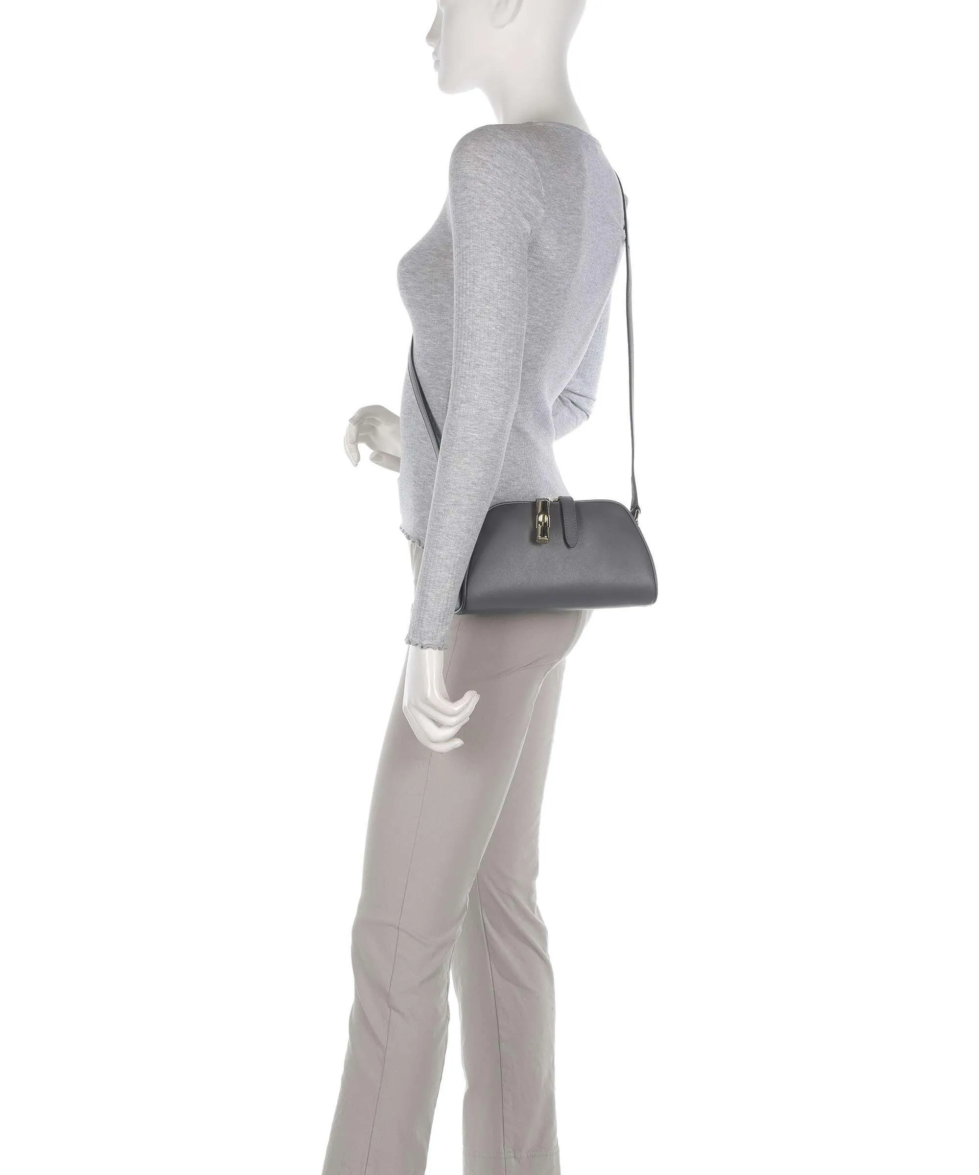  Furla Goccia S Borsa a tracolla pelle di vitello finemente grana grigio scuro  