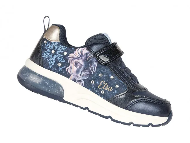 GEOX SCARPE CON LUCI SNEAKERS BAMBINA JUNIOR INVERNO J268VD 0ANAJ C4256  SPACECLUB GIRL BLU NAVY - PLATINO