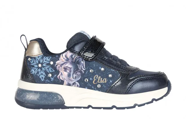GEOX SCARPE CON LUCI SNEAKERS BAMBINA JUNIOR INVERNO J268VD 0ANAJ C4256  SPACECLUB GIRL BLU NAVY - PLATINO