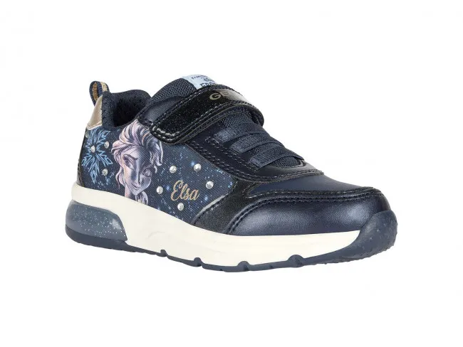 GEOX SCARPE CON LUCI SNEAKERS BAMBINA JUNIOR INVERNO J268VD 0ANAJ C4256  SPACECLUB GIRL BLU NAVY - PLATINO