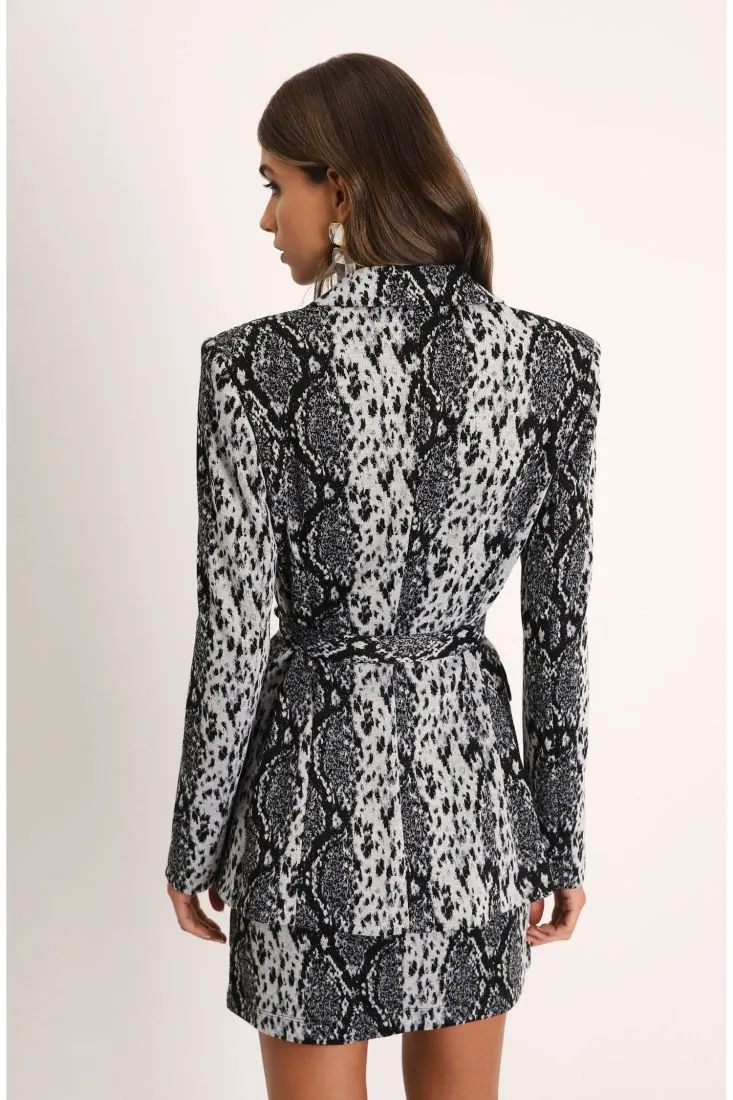 Giacca animalier con cintura coordinata