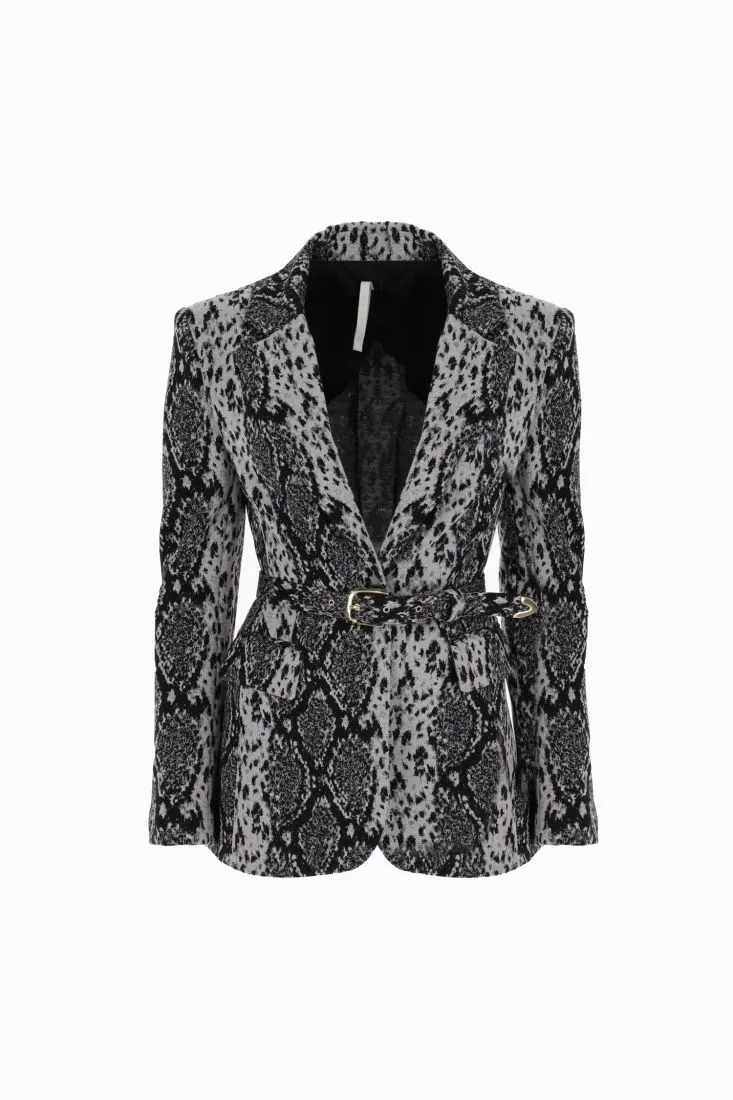 Giacca animalier con cintura coordinata