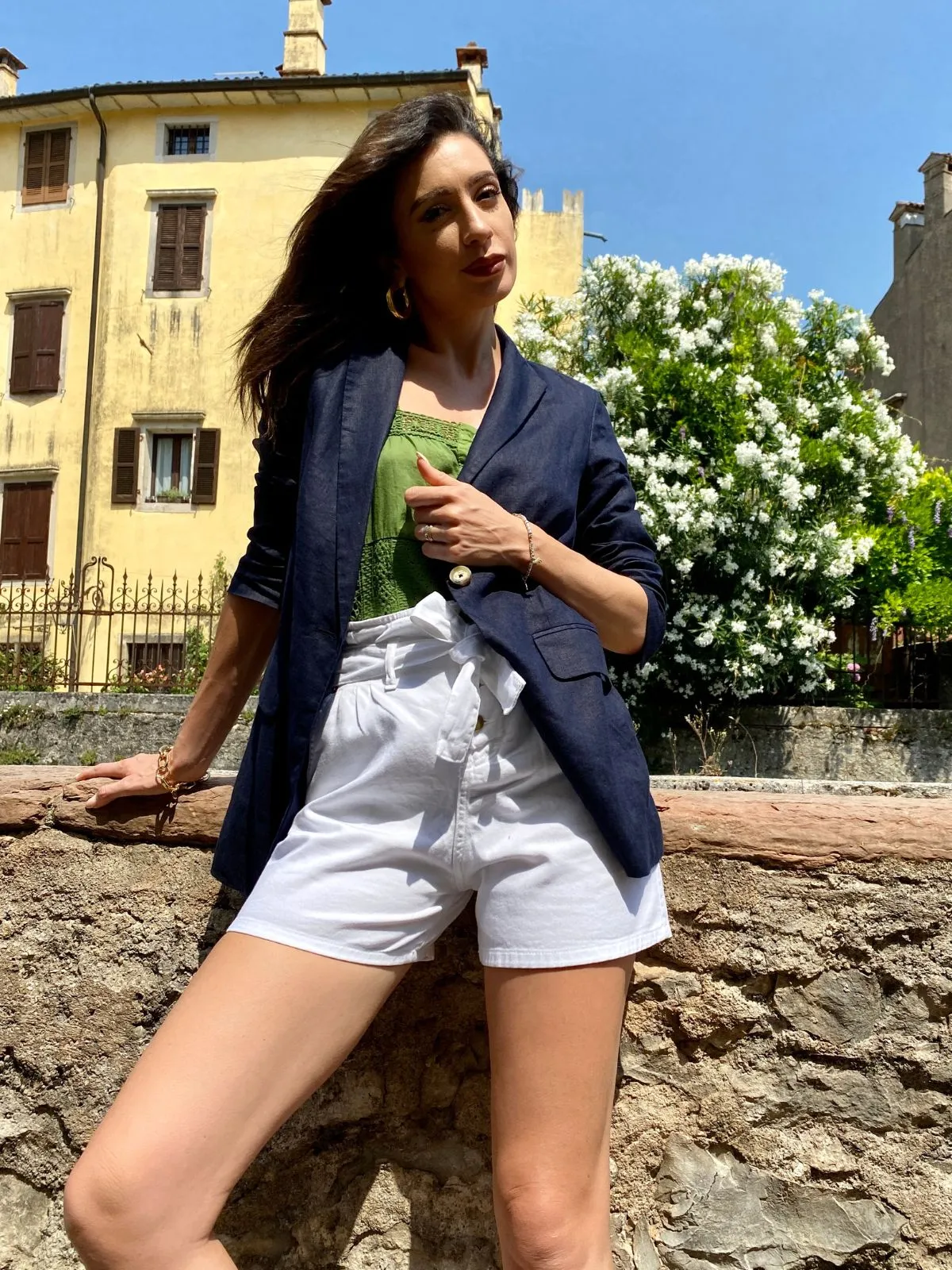 Giacca in lino blu