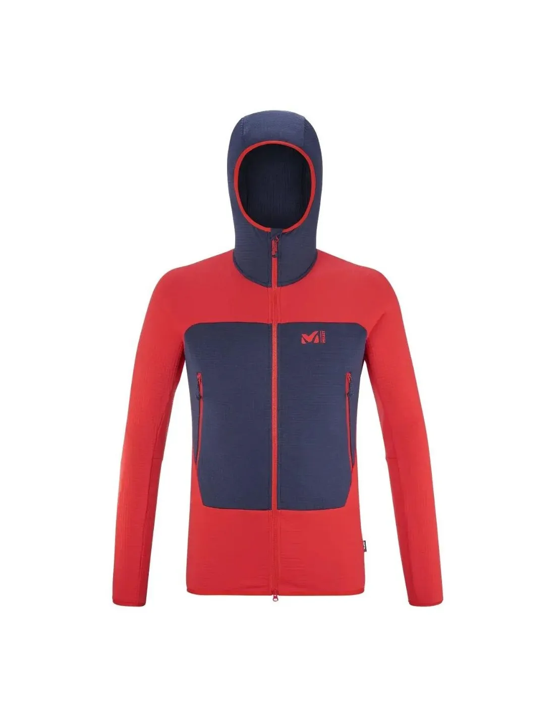 Giacca in pile con cappuccio Millet Fusion Grid rossa / zaffiro