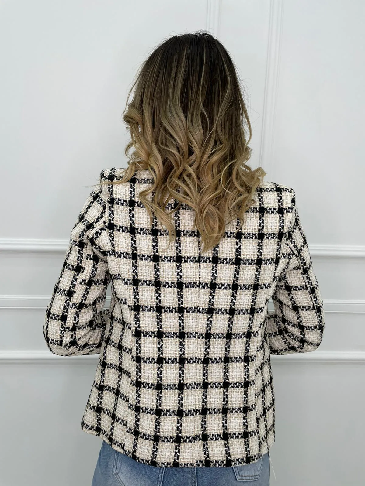 Giacca tweed a quadri colorati