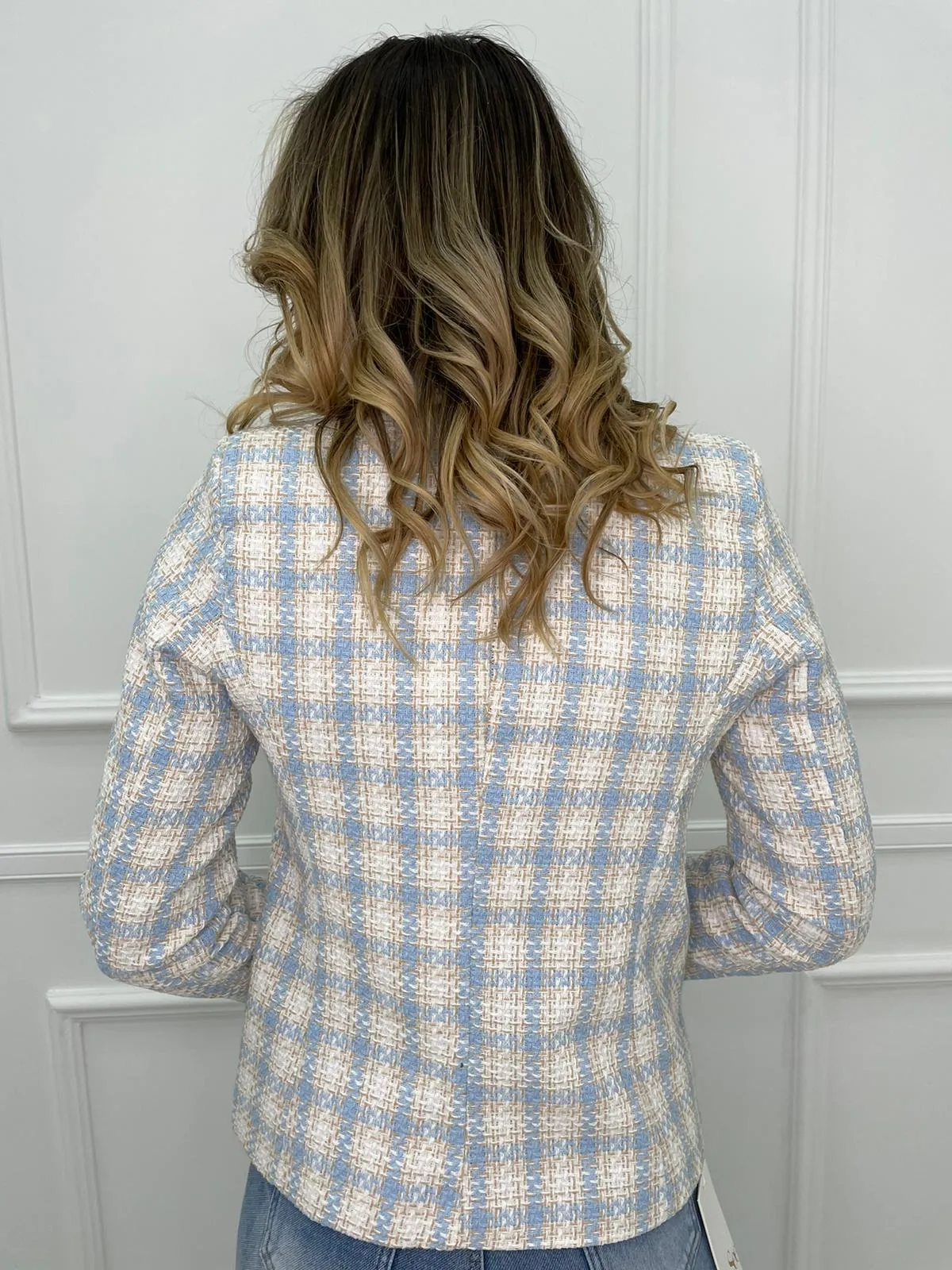 Giacca tweed a quadri colorati