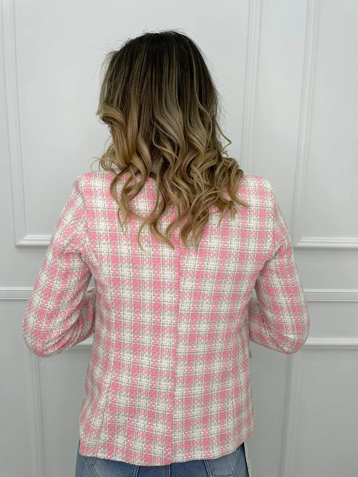 Giacca tweed a quadri colorati