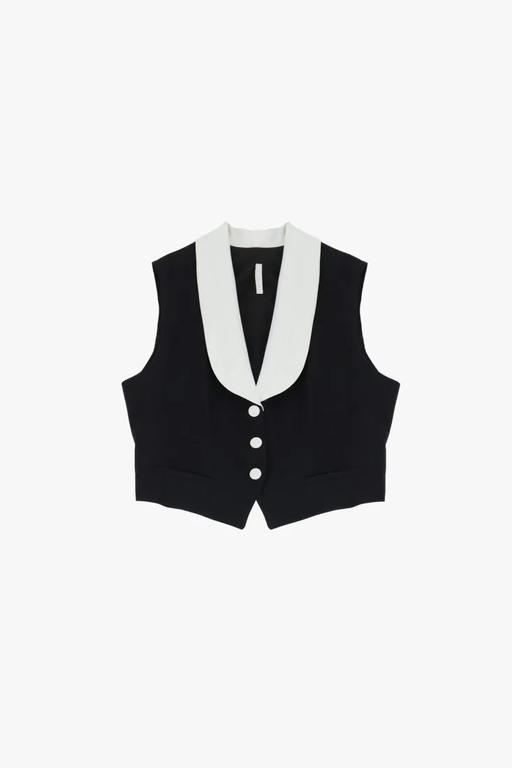 Gilet con revers a contrasto