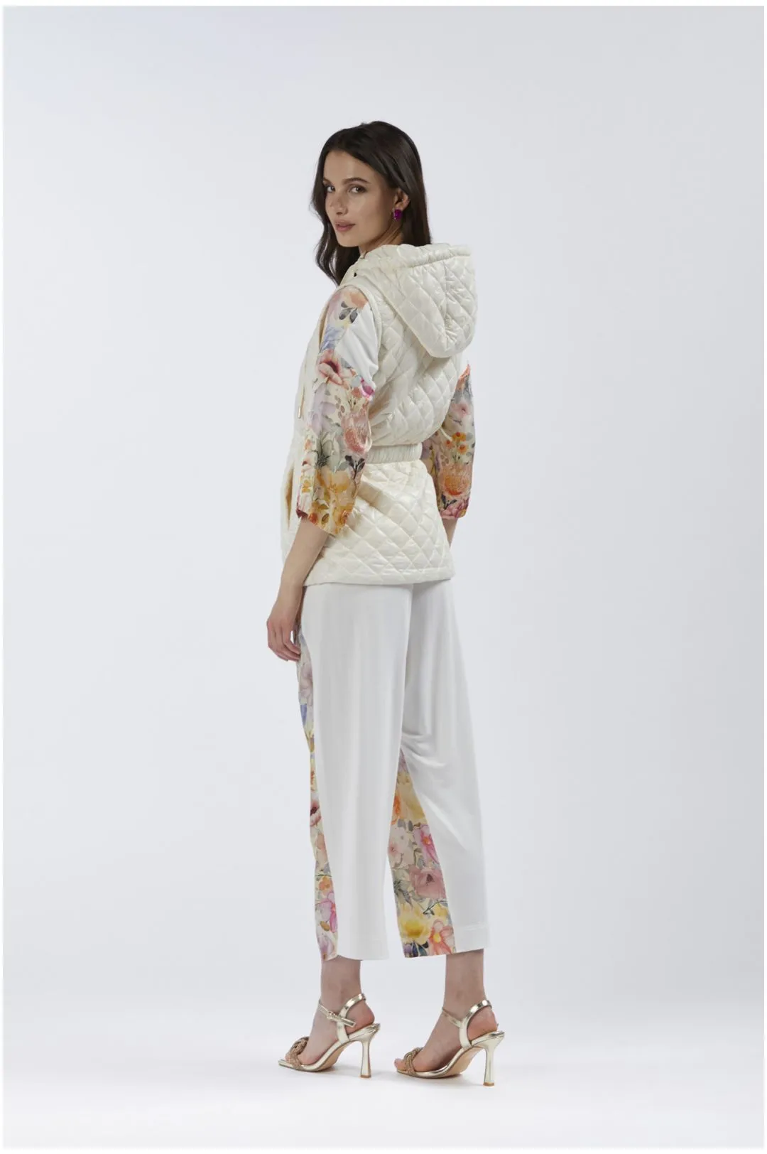 gilet imbottito con trapunta a rombi burro