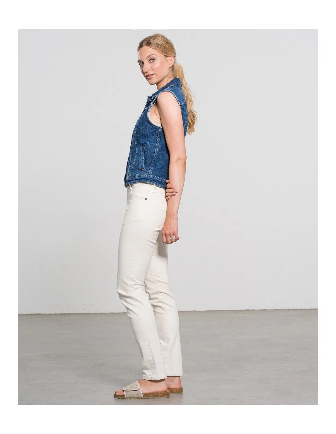 GILET IN DEMIN DI COTONE BIOLOGICO GOTS "SANA"