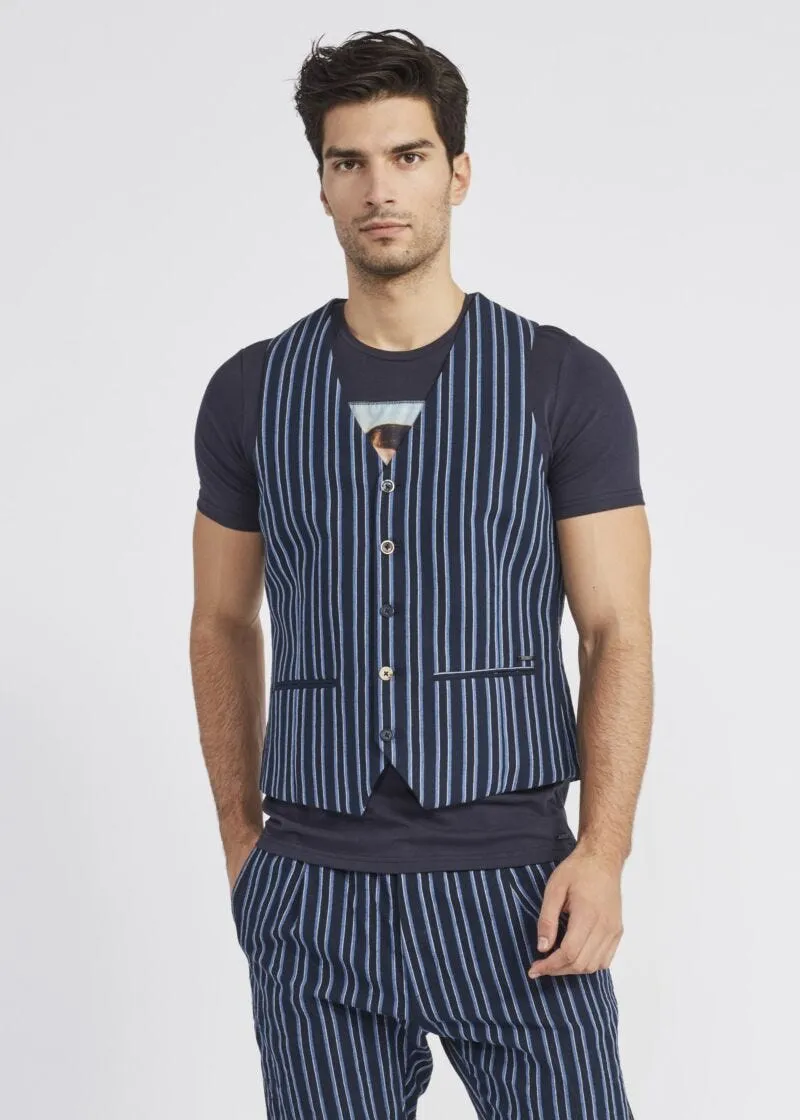 Gilet in misto cotone e lino