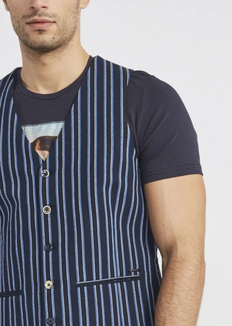 Gilet in misto cotone e lino