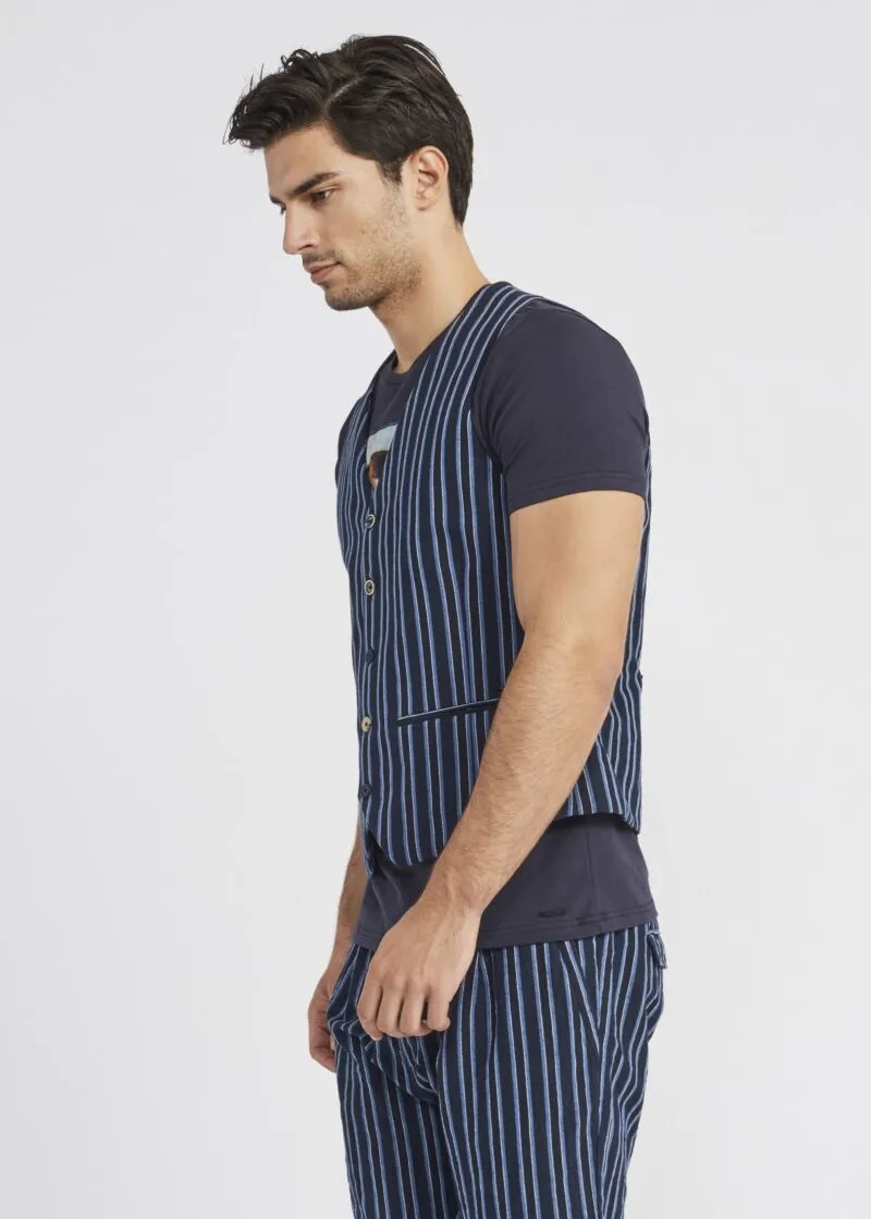 Gilet in misto cotone e lino