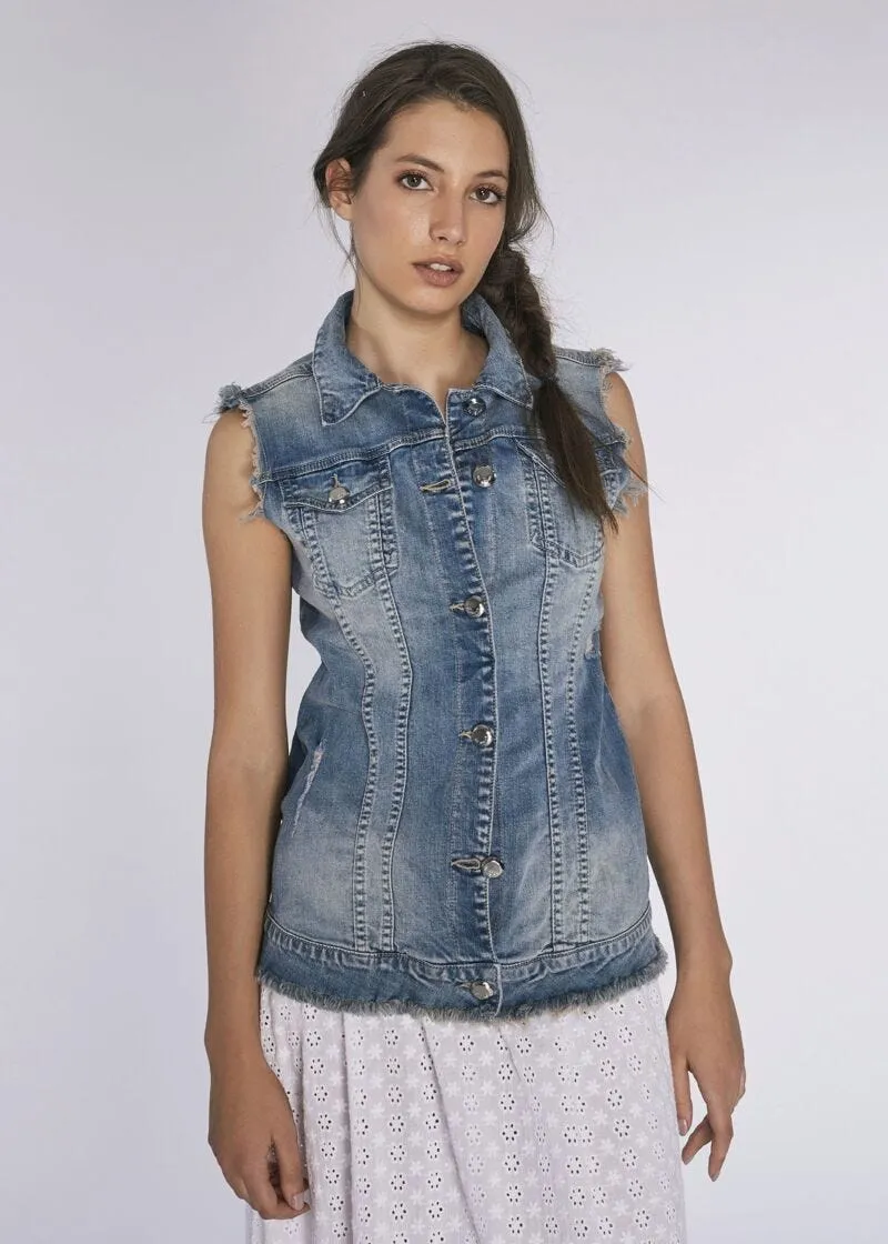 Gilet lungo in denim
