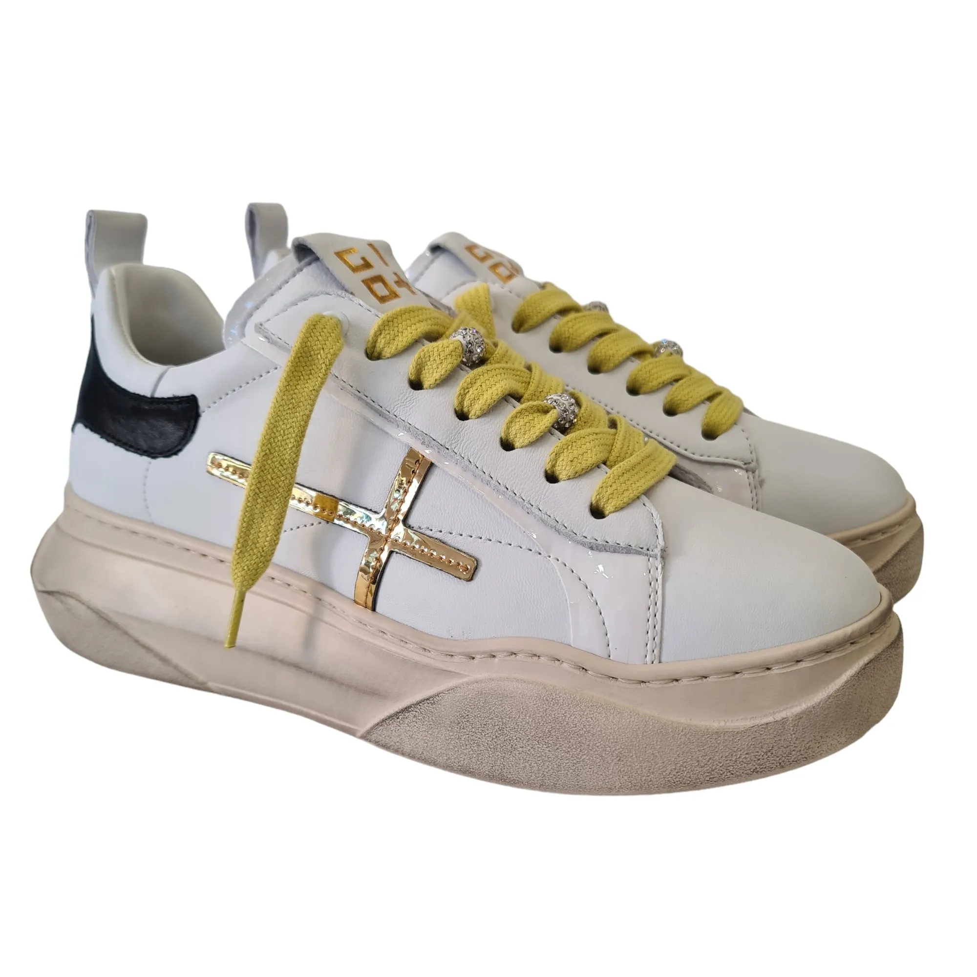 Gio+ Sneakers Donna Bianca-Oro-Nero Rif.18