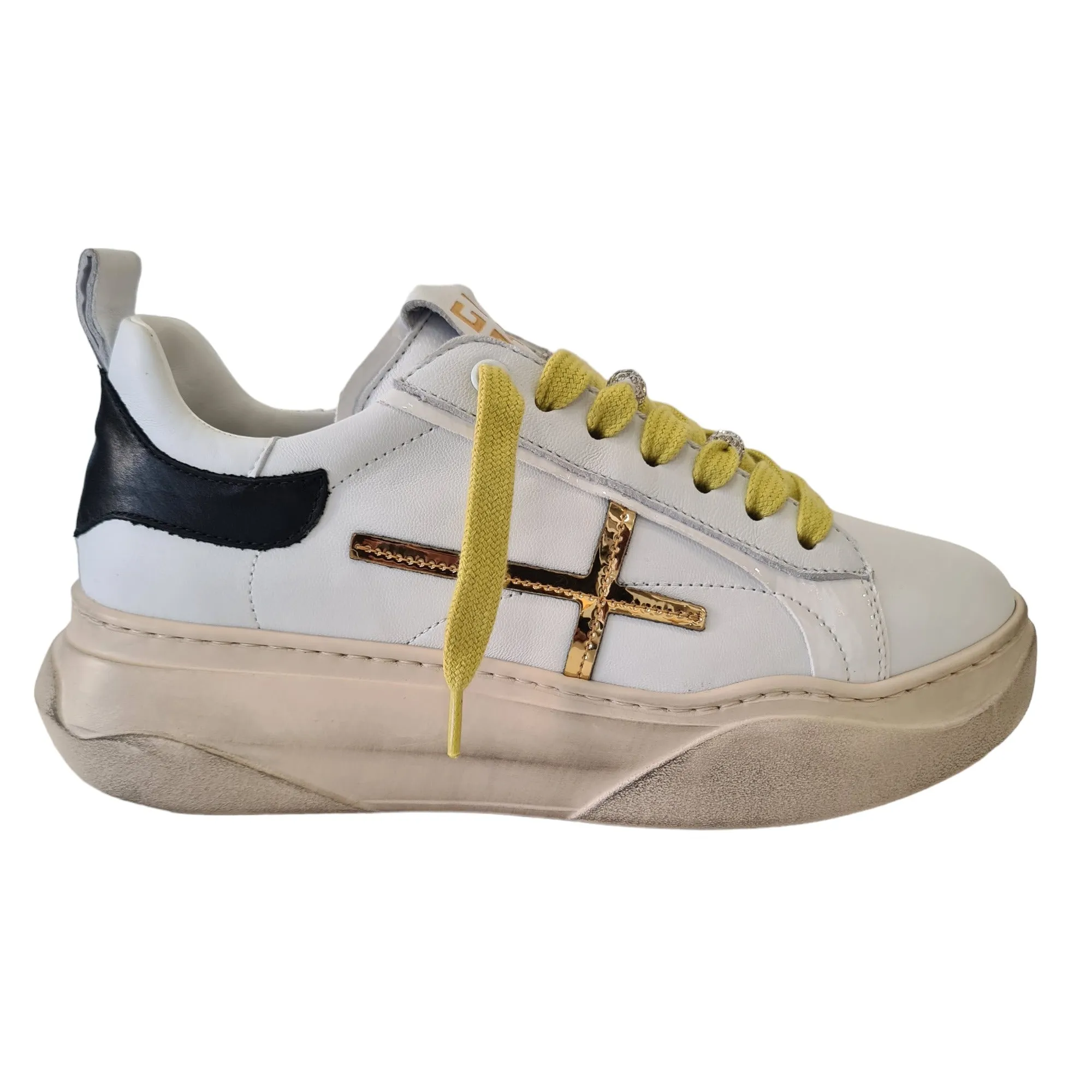 Gio+ Sneakers Donna Bianca-Oro-Nero Rif.18