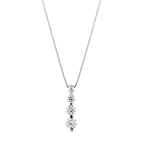  Girocollino con trilogy zirconi in oro bianco 18kt