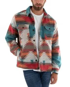 Giubbotto Uomo Con Colletto Shacket Azteco Camicione Etnico Multicolore GIOSAL-G3096A