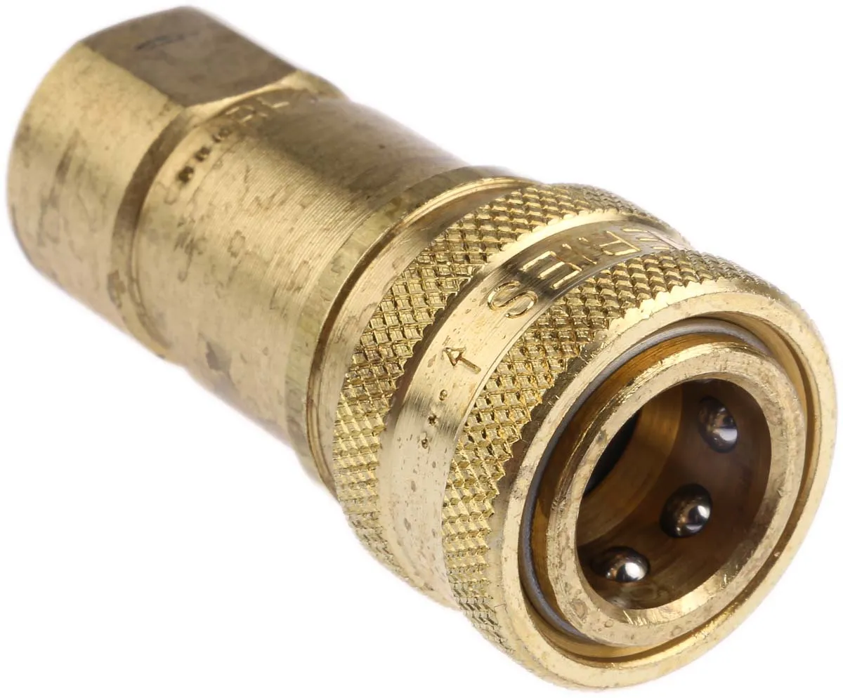 Giunto idraulico ad attacco rapido Parker, 60, 1000 psi max, filettatura G 1/4 Femmina, in Ottone Giallo cromato,