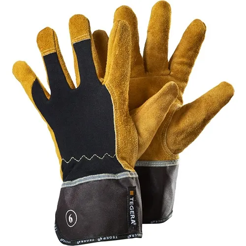 Guanti antitaglio Tegera TEGERA, Tg. 10, in Cotone, Kevlar, Cuoio, Lattice naturale, col. Nero, giallo