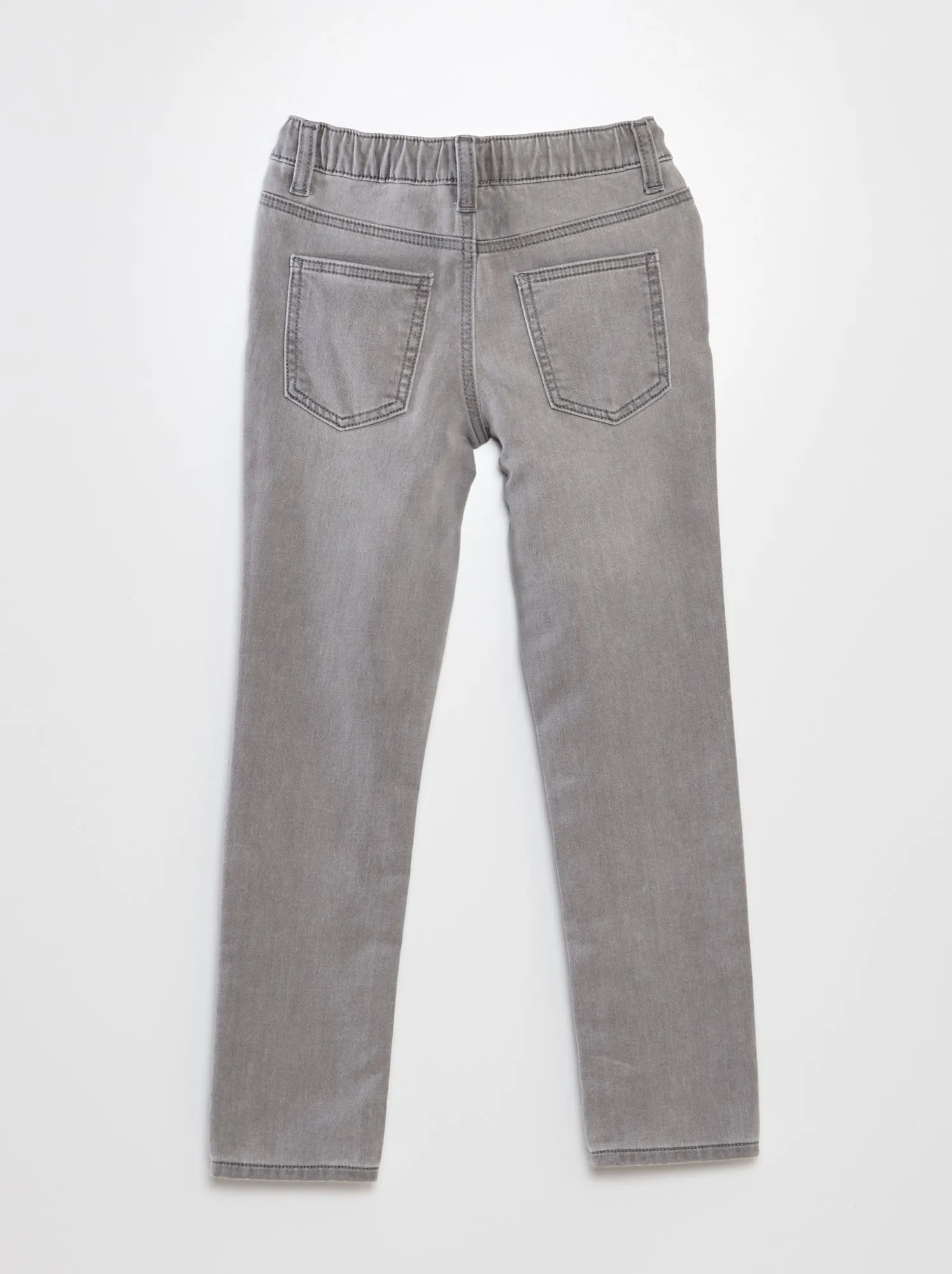 Jeans con vita elasticizzata e cordoncini - GRIGIO