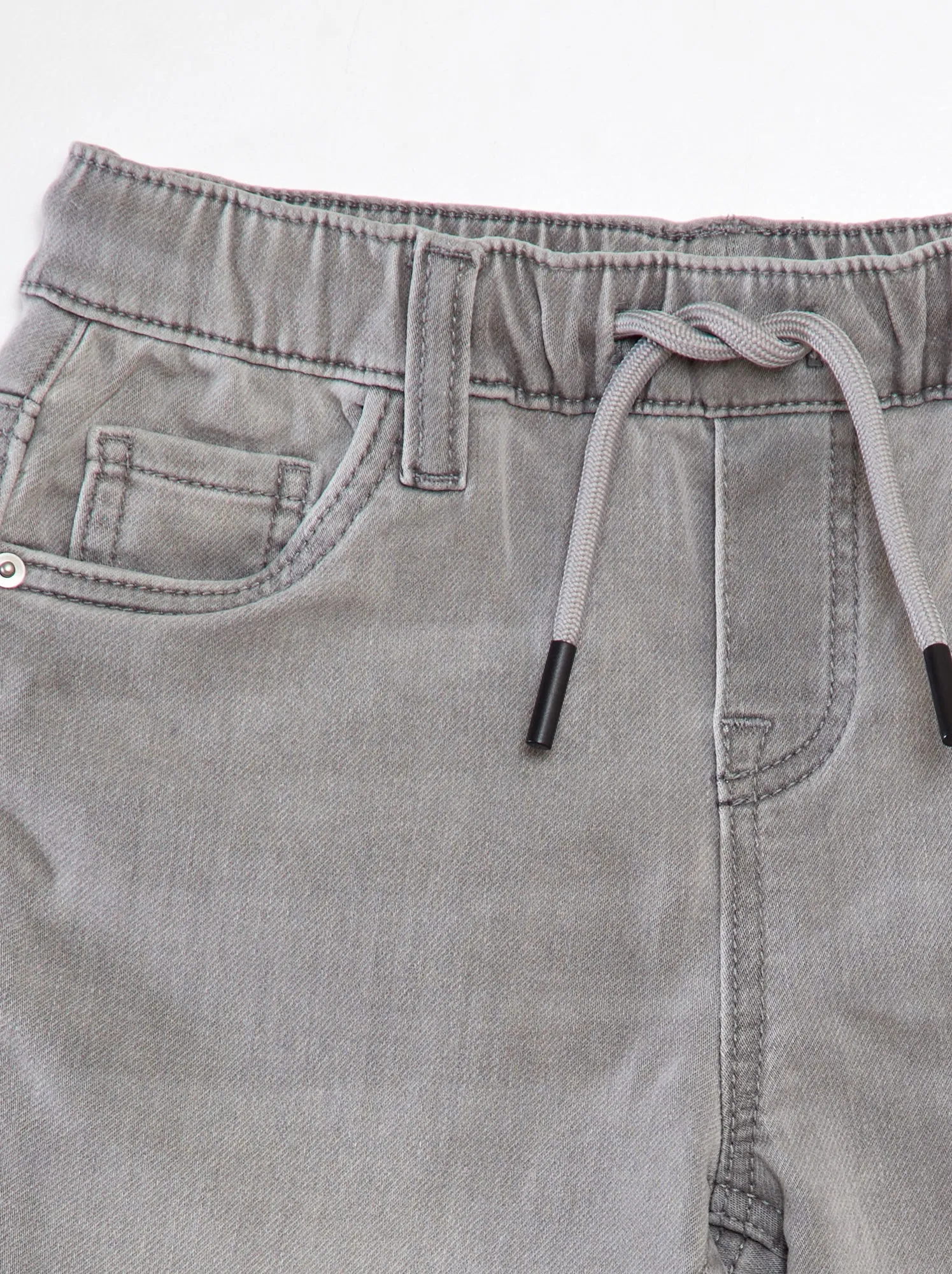 Jeans con vita elasticizzata e cordoncini - GRIGIO