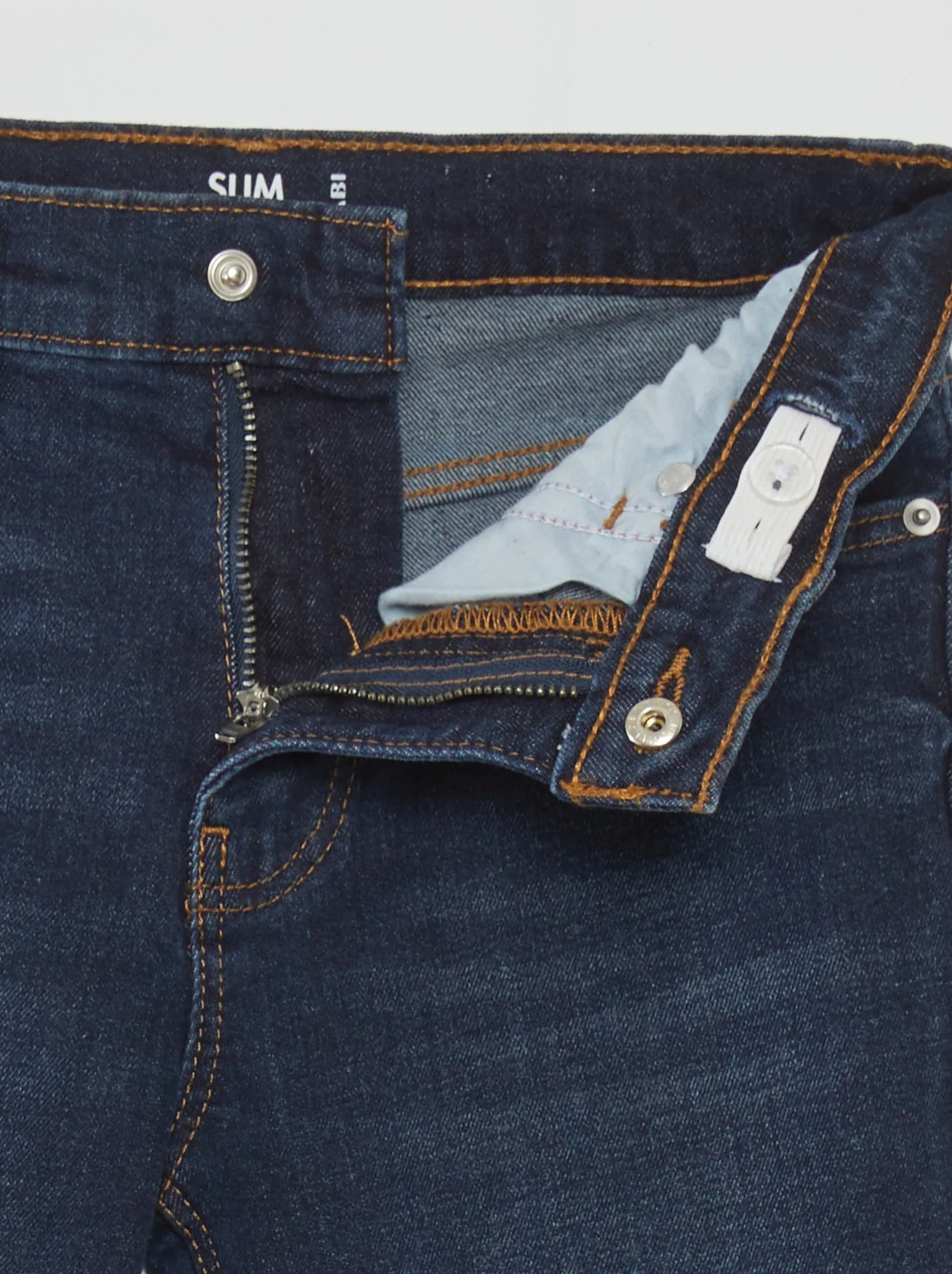 Jeans slim a vita alta regolabile - BLU