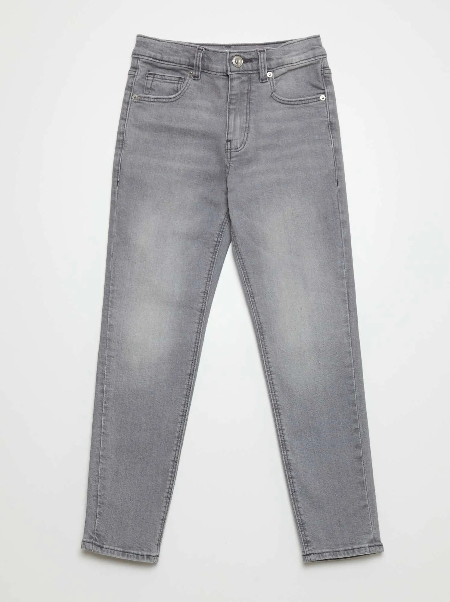 Jeans slim a vita alta regolabile - GRIGIO