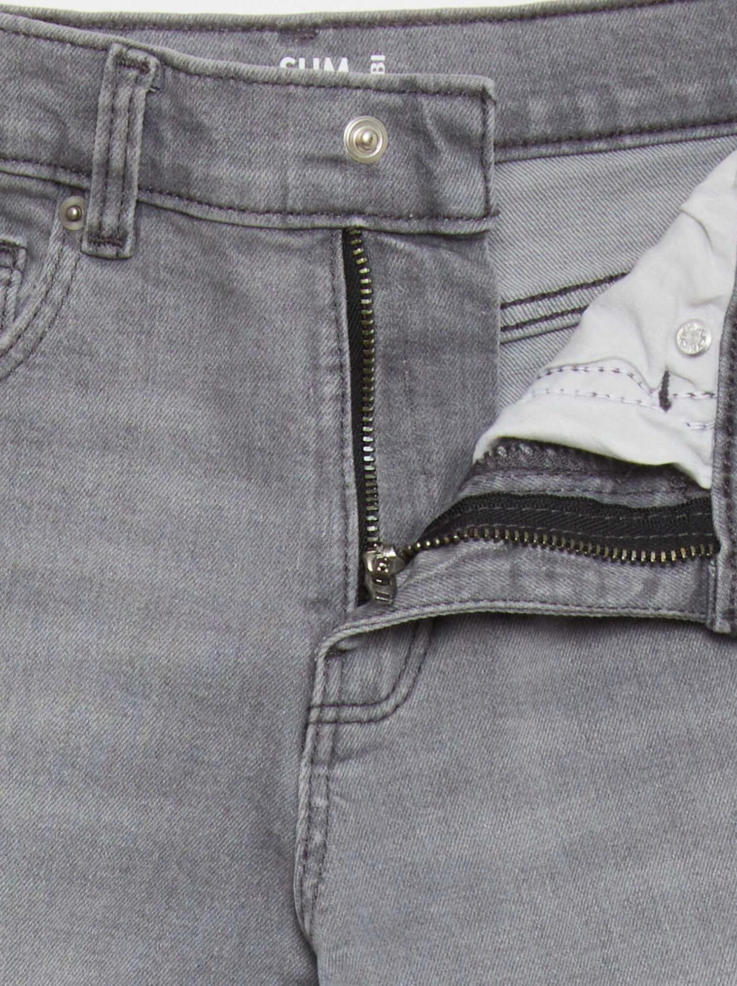 Jeans slim a vita alta regolabile - GRIGIO