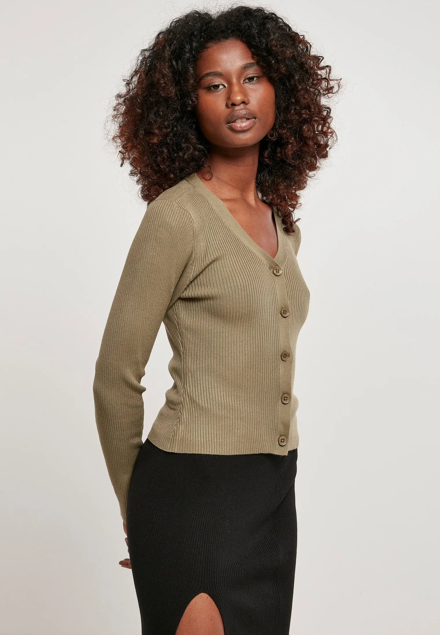 LADIES SHORT RIB KNIT CARDIGAN - Cardigan