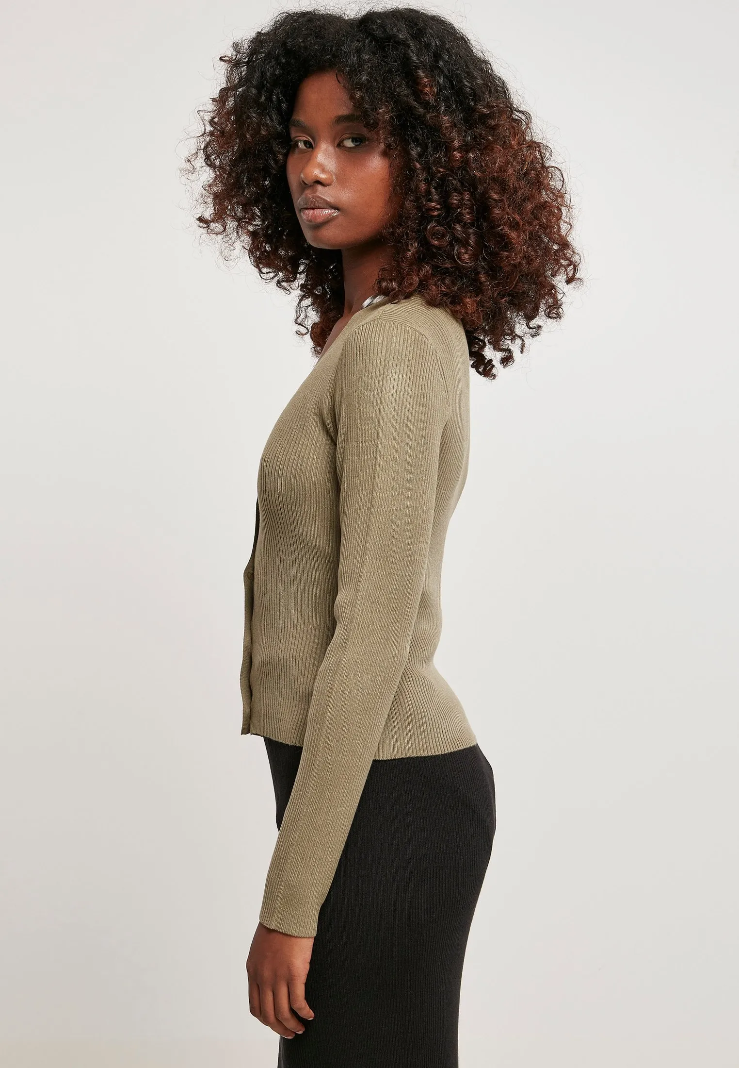 LADIES SHORT RIB KNIT CARDIGAN - Cardigan